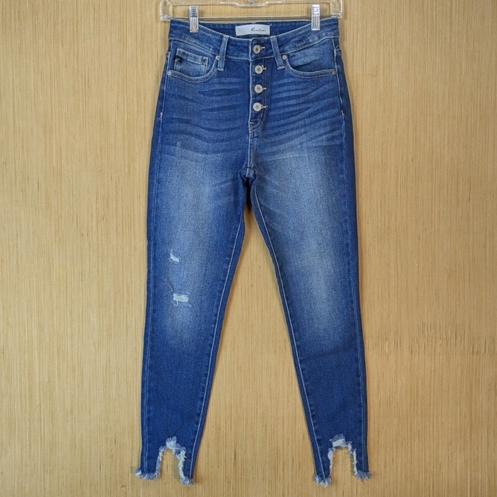 KanCan High Rise Skinny Jeans Juniors 5/26 Button Fly‎ Distressed Grunge